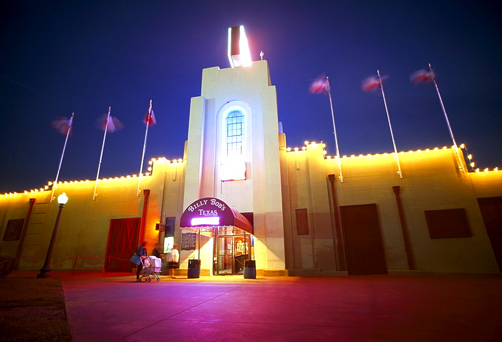 The illuminated Discotheque Billy, Fort Worth, Stockyards, Texas, USA