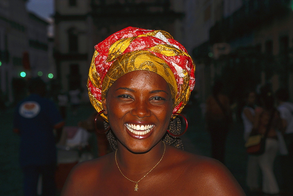 Laughing young woman, Pelourinho, Salvador da Bahia, Brazil, South America