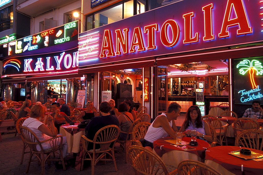 Restaurant with visitors in the evening, Marmaris, Turkey