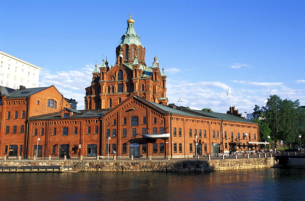 View of Uspenski cathedral at harbour, Helsinki, Finland, Europe