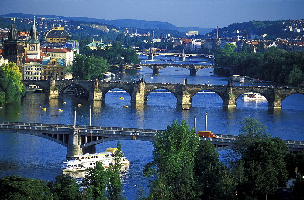 Charles Bridge over the Vltava river, Prague, Czech Republic