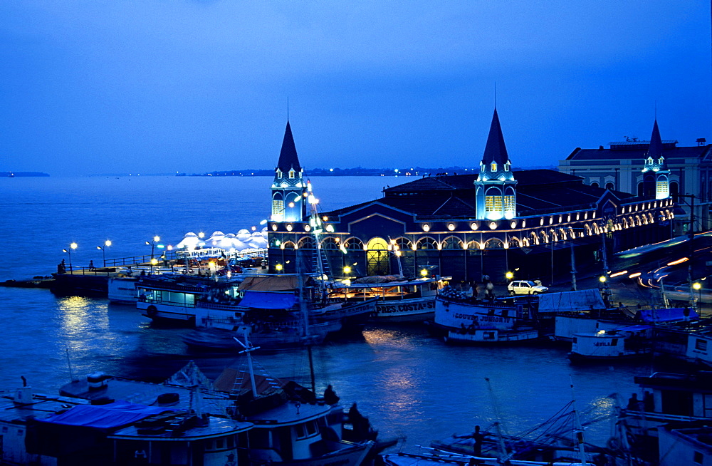 Belem harbour with Ver-o-Peso market, Amazon River, Belem, Para, Brazil