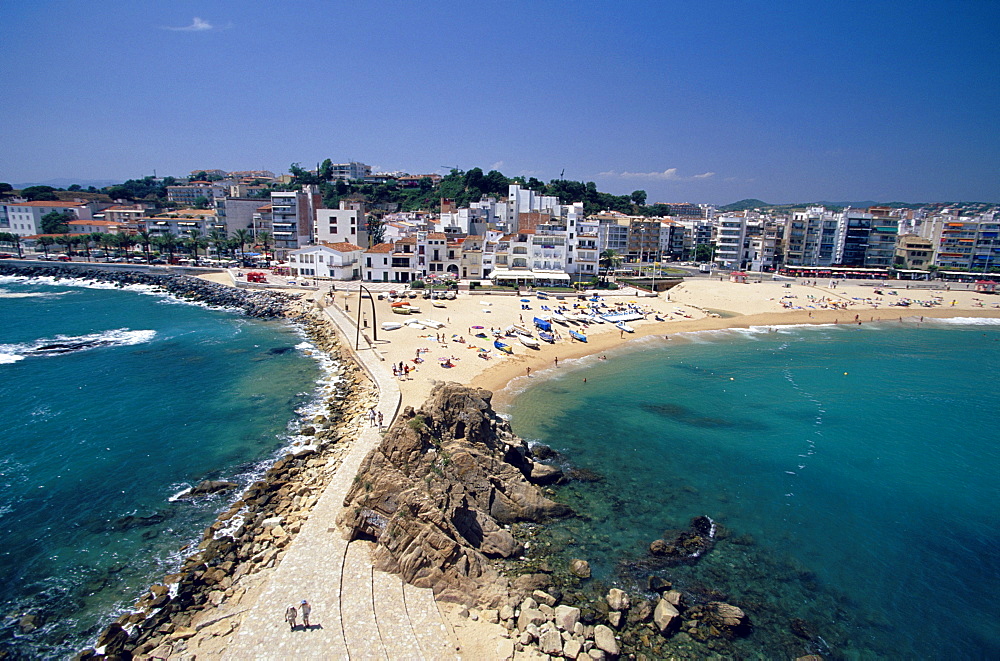 Coastal landscape and beach at Blanes, Costa Brava, Catalonia, Spain