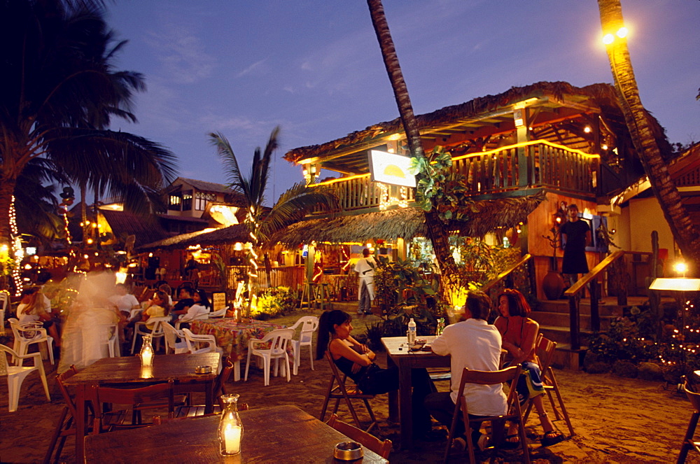 Bars and restaurants on the beach of Cabarete, Dominican Republic, Caribbean