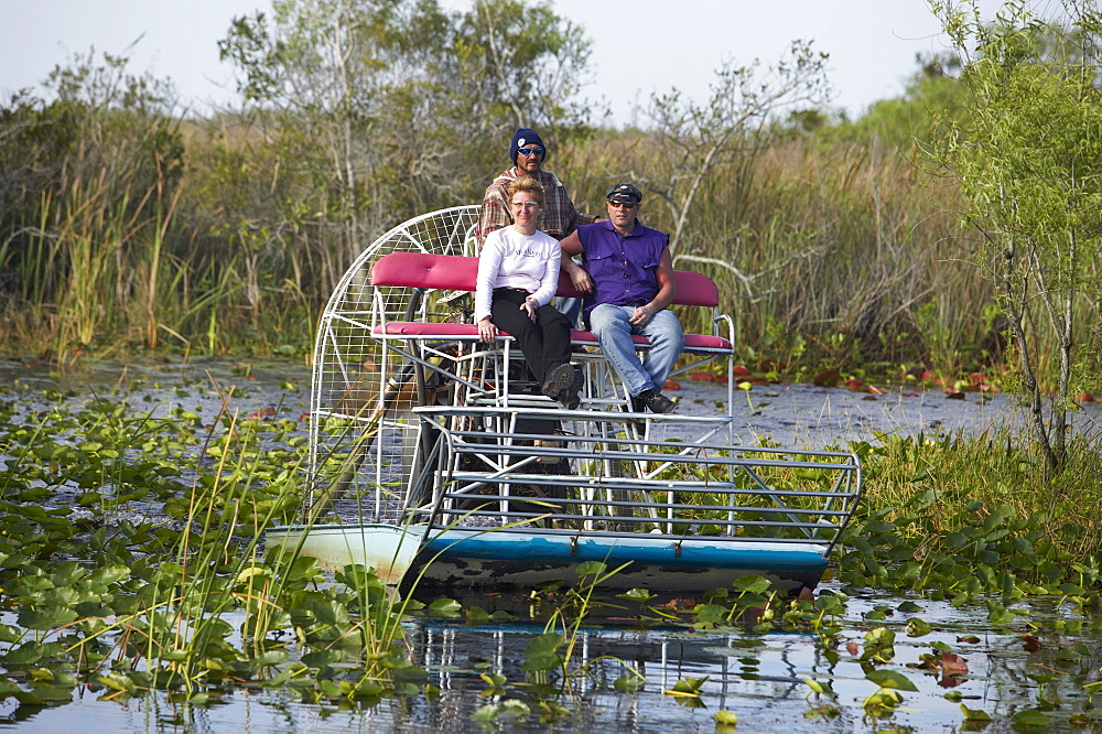 Tourists, Airboat Trip, Everglades National Park, Florida, USA