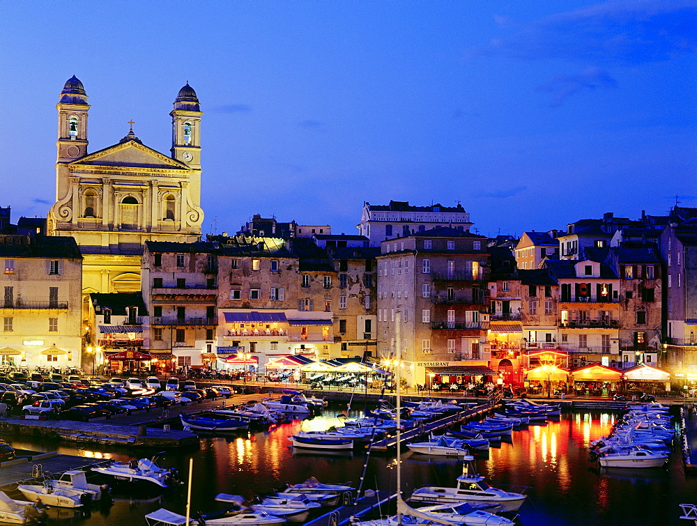 Eglise Saint Jean Baptiste above the harbour of Bastia, Corsica, France