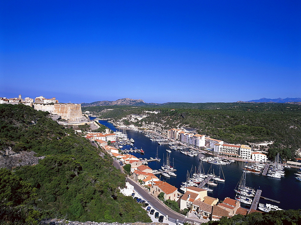 Harbour, citadel, Bonifacio, Corsica, France