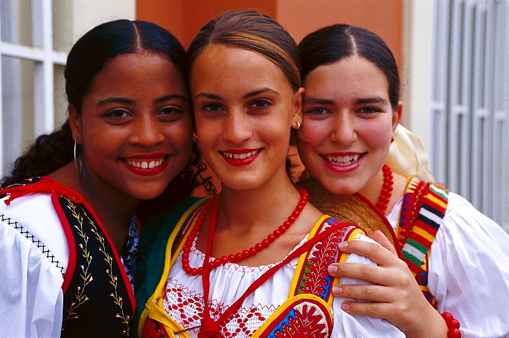 Girls in Traditional Costumes, La Orotava, Tenerife, Canary Islands, Spain