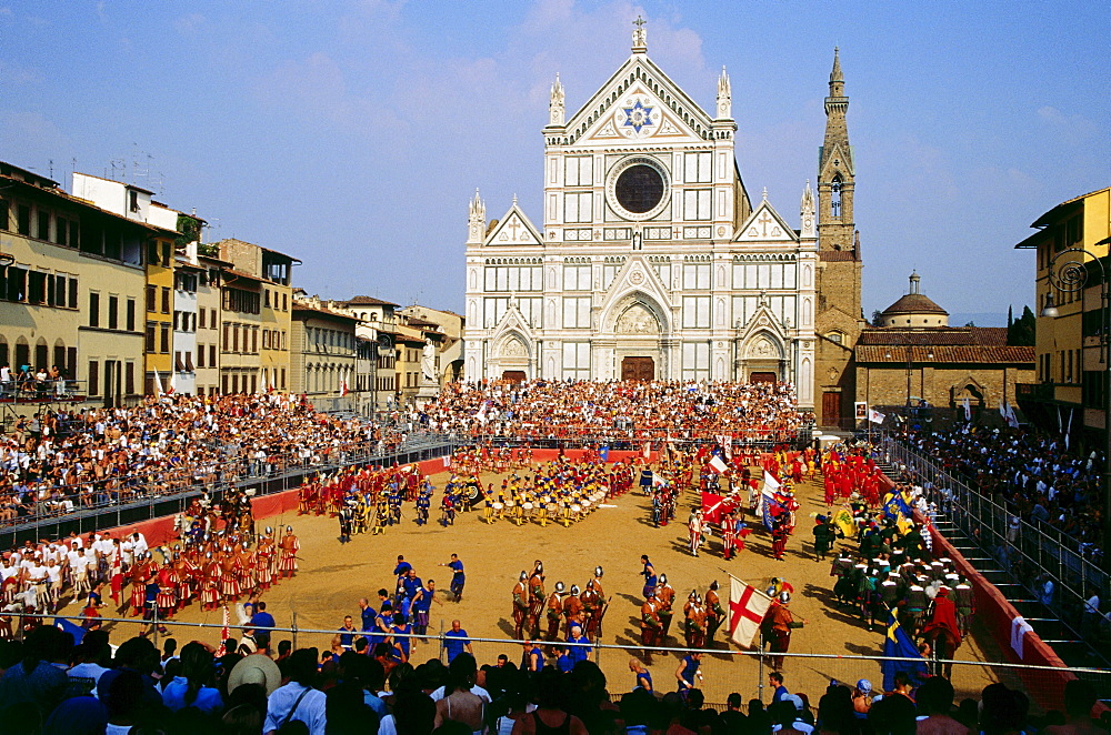 Calcio Storico Fiorentino, Piazza di Santa Croce, Town Festival, Florence, Tuscany. Italy