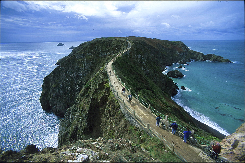 La CoupeÃˆ, narrow strip of land connecting Little Sark and Sark, Sark, Channel Islands, Great Britain