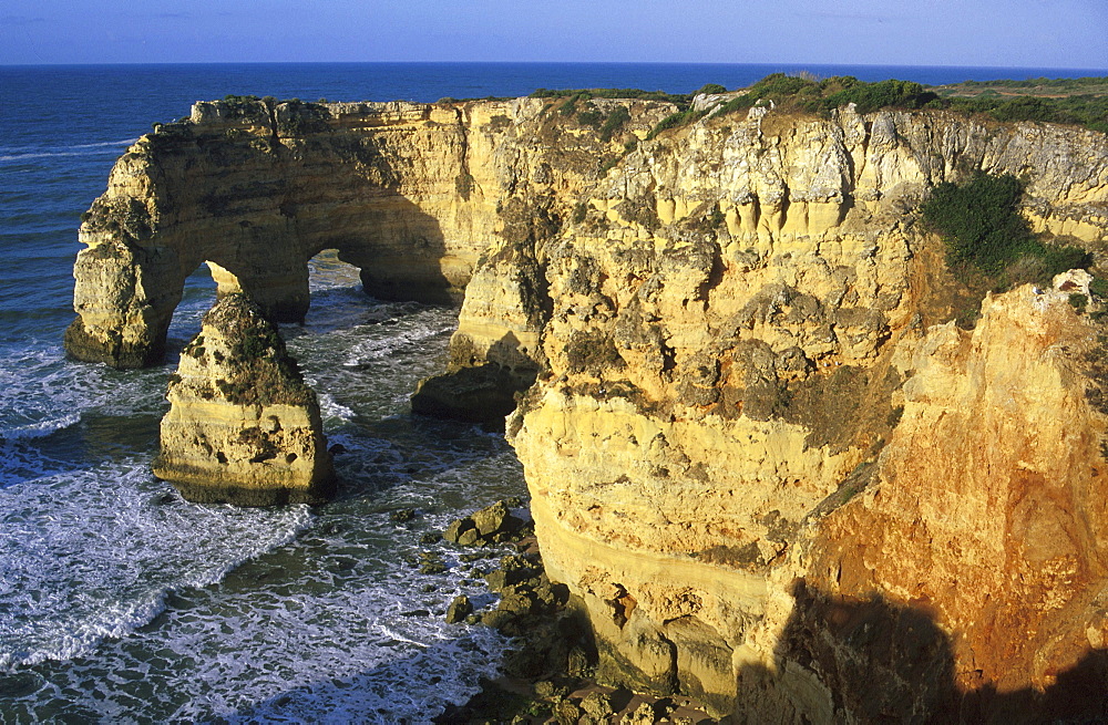 Praia da Marina, rock formation on the waterfront, Algarve, Portugal, Europe