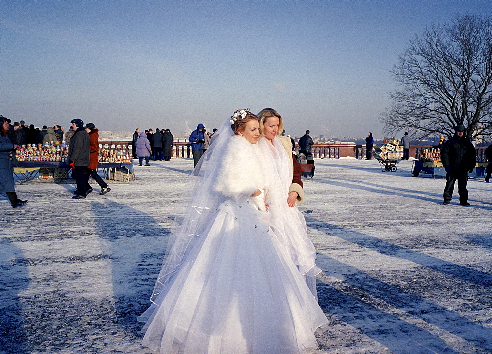 Bride with bridesmaid, Marriage, Sparrow Hills, Moscow, Russia