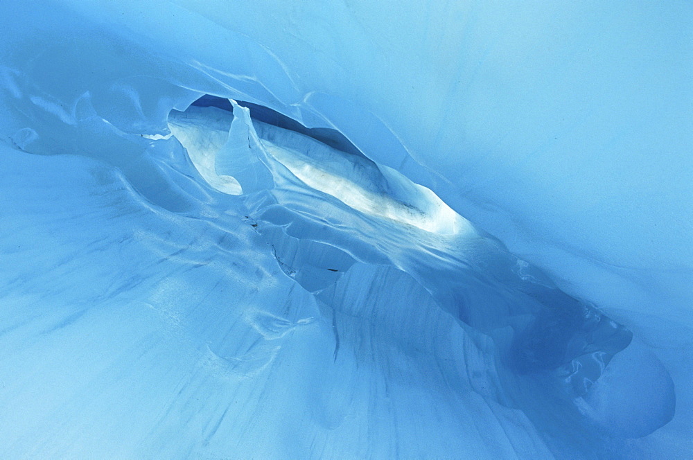 Ice cave, detail of Fox glacier, Westland National Park, South Alps, South Island, New Zealand, Oceania