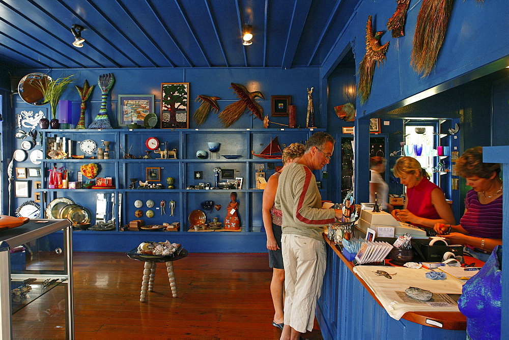 People in a souvenir shop, Coromandel Peninsula, North Island, New Zealand, Oceania