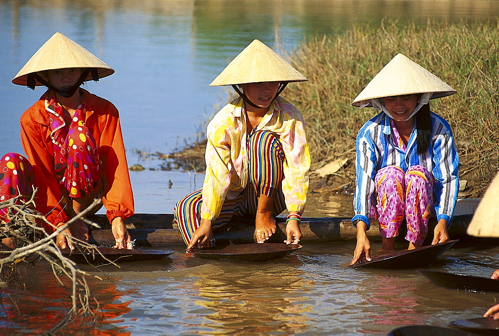 Gold seekers at a river, Nha Trang, Vietnam, Asia