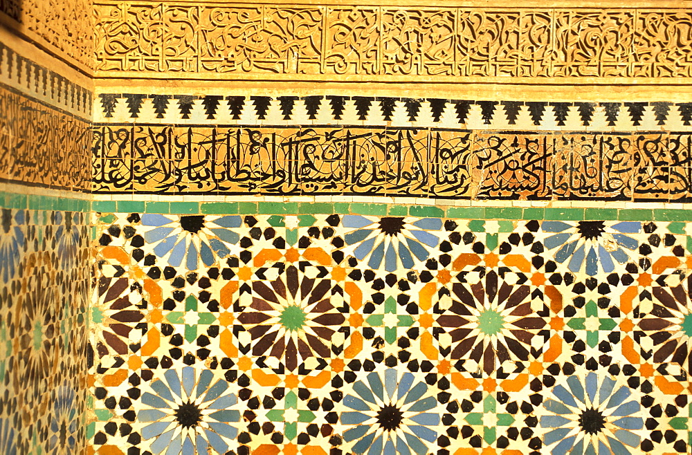 Detail inside the Saadien tomb, Marrakesh, Morocco, Africa