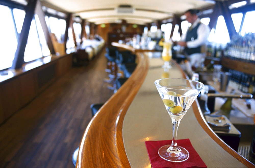 Bar with one glass of Martini, Gondolen Bar, Soedermalm, Stockholm, Sweden