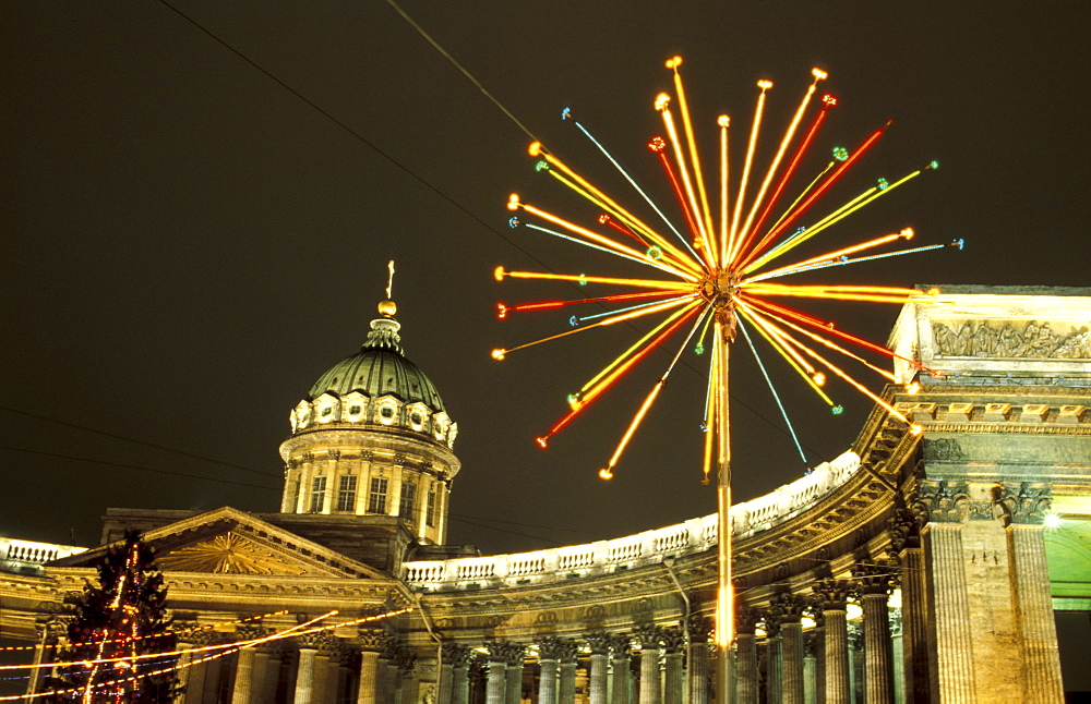 Kasanski Sobor Cathedral at night, Kazan Cathedral, St. Petersburg, Russia