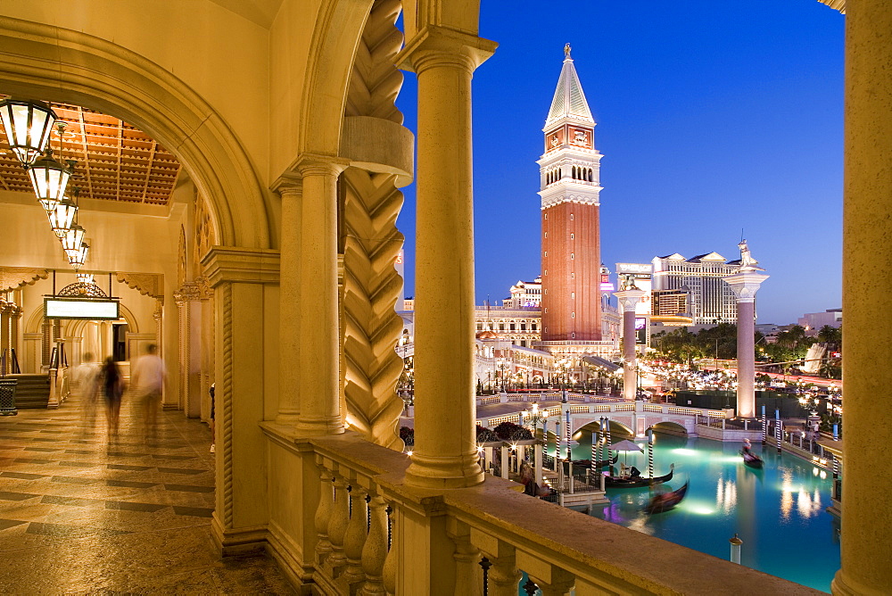 Night shot of the Venetian Resort Hotel and Casino in Las Vegas, Nevada, USA