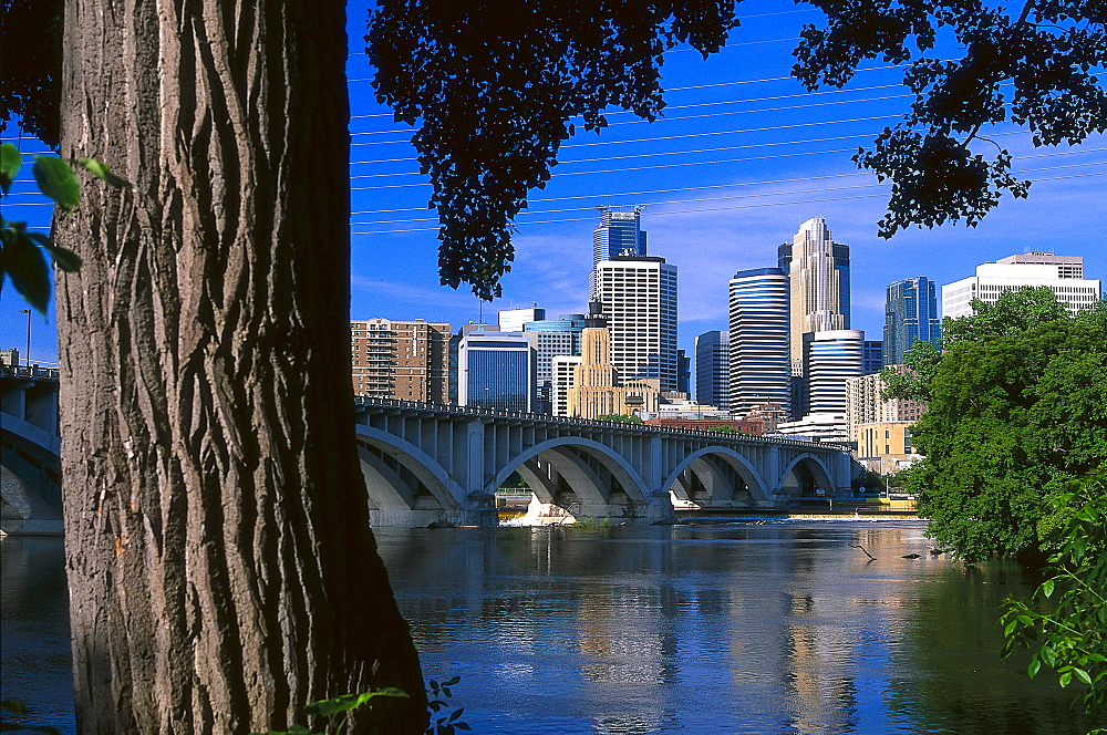 Skyline in the sunlight, Twin Cities, Minneapolis, Minnesota USA, America