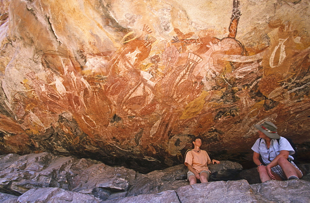 Rock paintings in the X-Ray style, Aboriginal art, Injaluk Hill, Davidson Safaris, Aboriginal rock art galleries, Davidson Arnhemland Safaris, Northern Territory, Top End, Australia