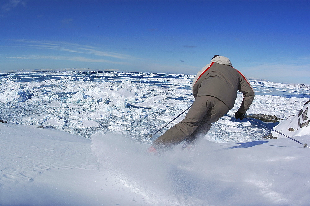 Person skiing, Ilulissat, Greenland