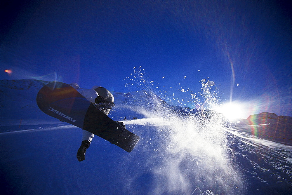 Snowboarder in the Halfpipe, Action, jump, Kaunertal, Tyrol, Austria