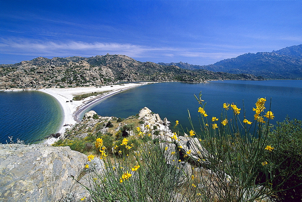 Sandy beach, Twin islands, Lake Bafa, Southwest Turkey, Turkey