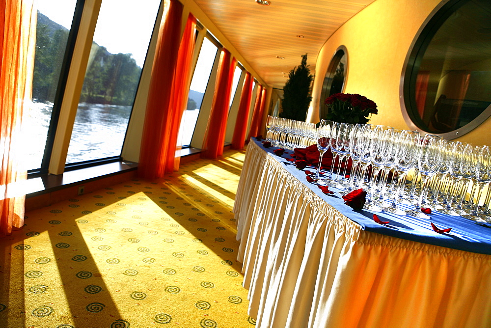 Prosecco welcome reception aboard the Arosa passenger ship Riva, Austria