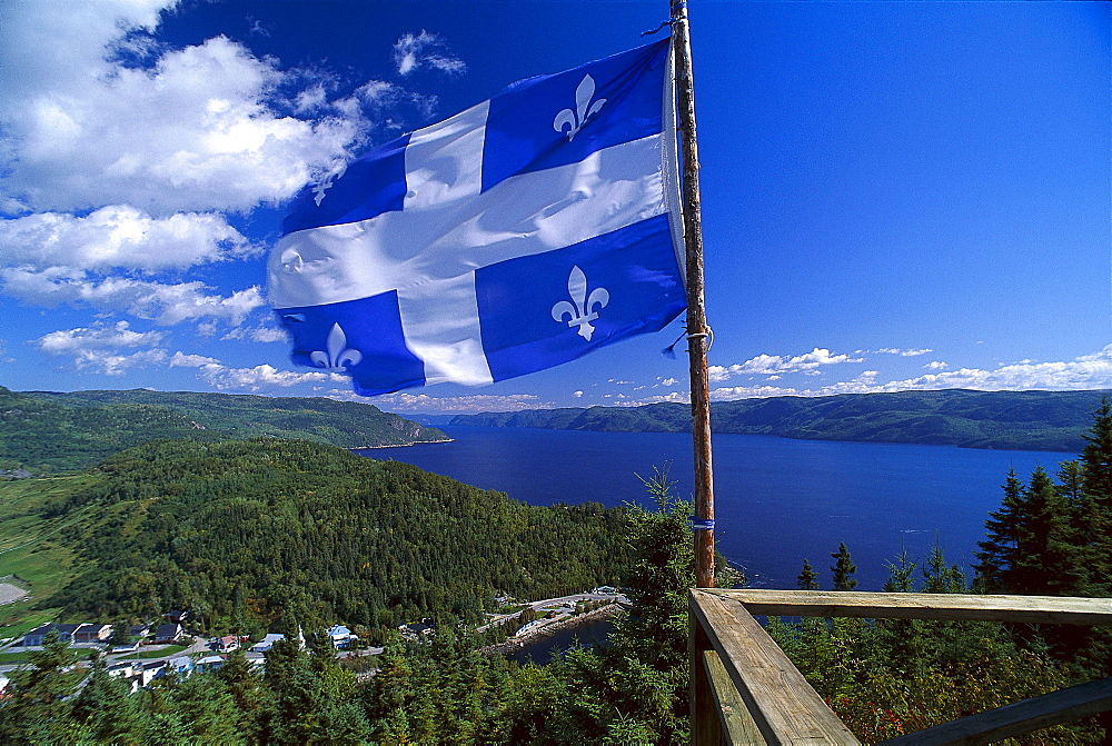 Sainte-Rose-du-Nord, Flag of Quebec, Saguenay Fjord, Quebec, Canada, North America, America