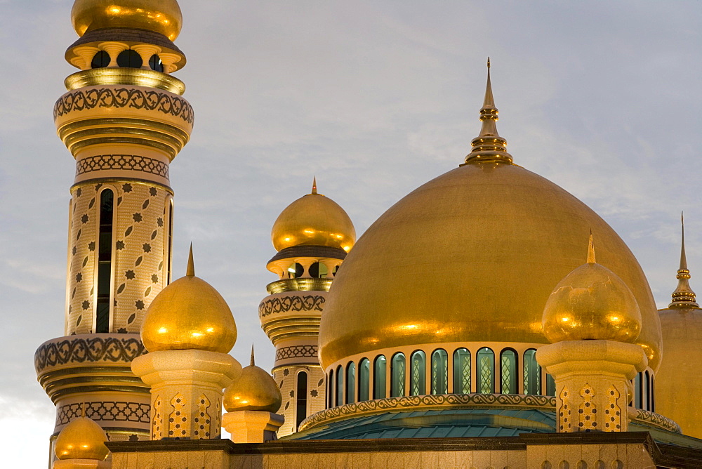 Golden Mosque Domes, Jame'Asr Hassan Bolkia Mosque, Bandar Seri Begawan, Brunei Darussalam, Asia