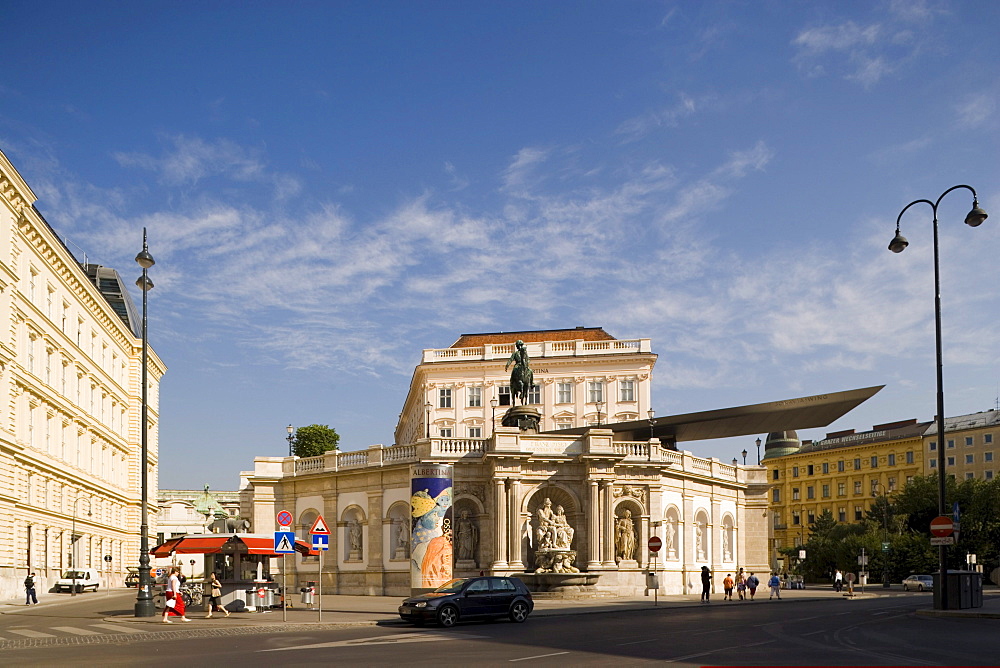 View to Albertina with Albrechtsrampe and Albrechtsbrunnen, Vienna, Austria