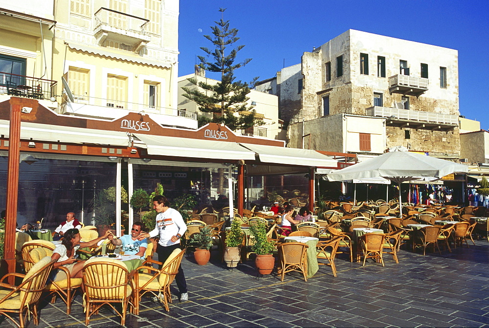 Restaurant, Venetian Harbour, Chania, Crete, Greece