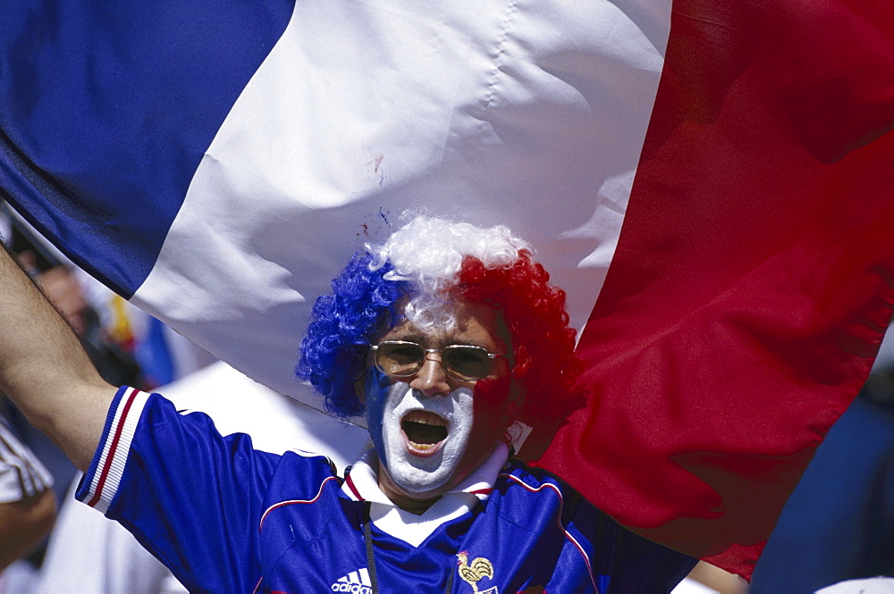 French football fan with flag