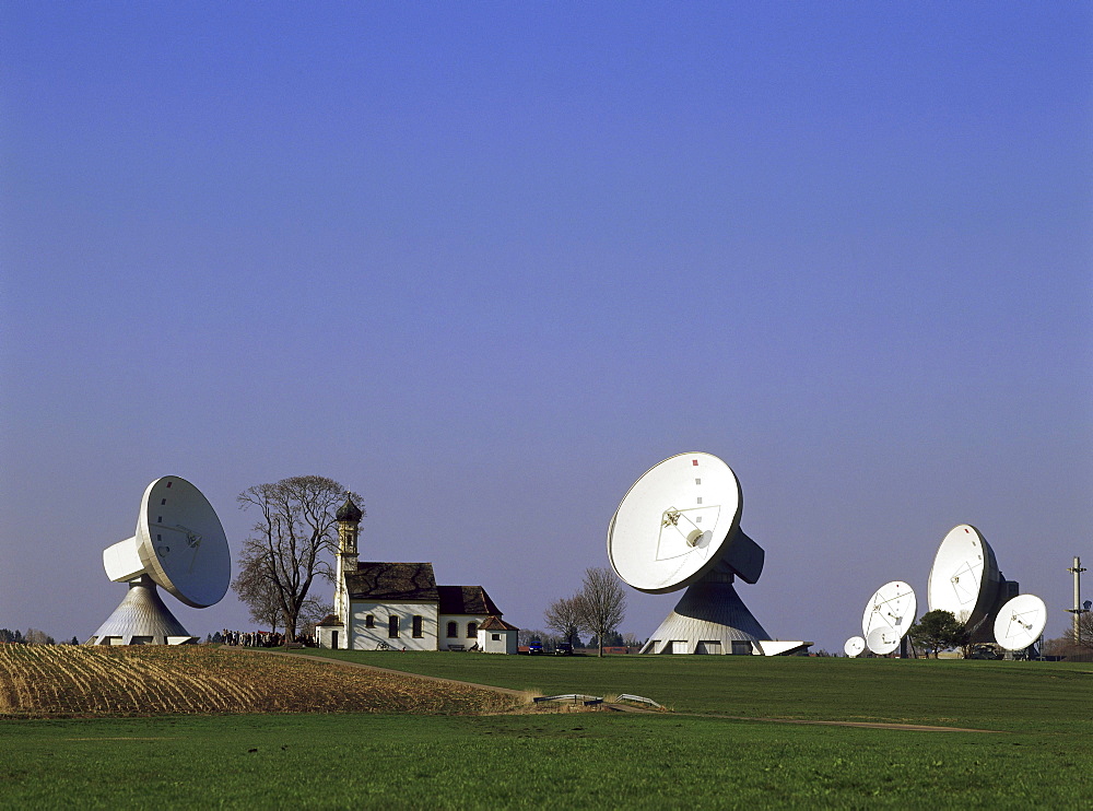 Satellite dishes, Raisting, Weilheim-Schongau, Upper Bavaria, Germany00058244