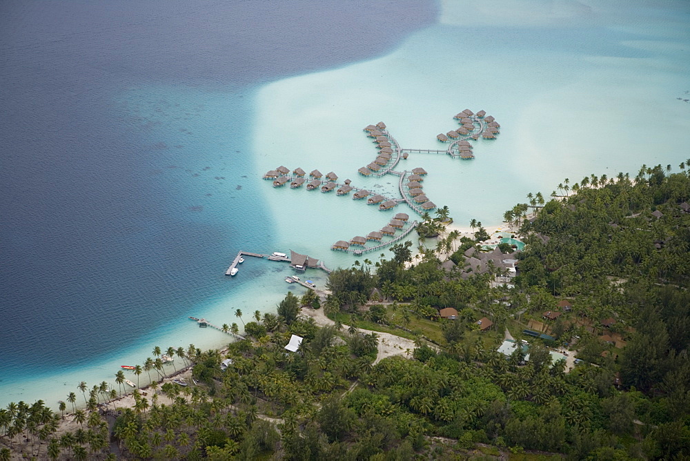 Aerial Photo of Bora Bora Pearl Beach Resort and Spa Overwater Bunglows, Bora Bora, Society Islands, French Polynesia