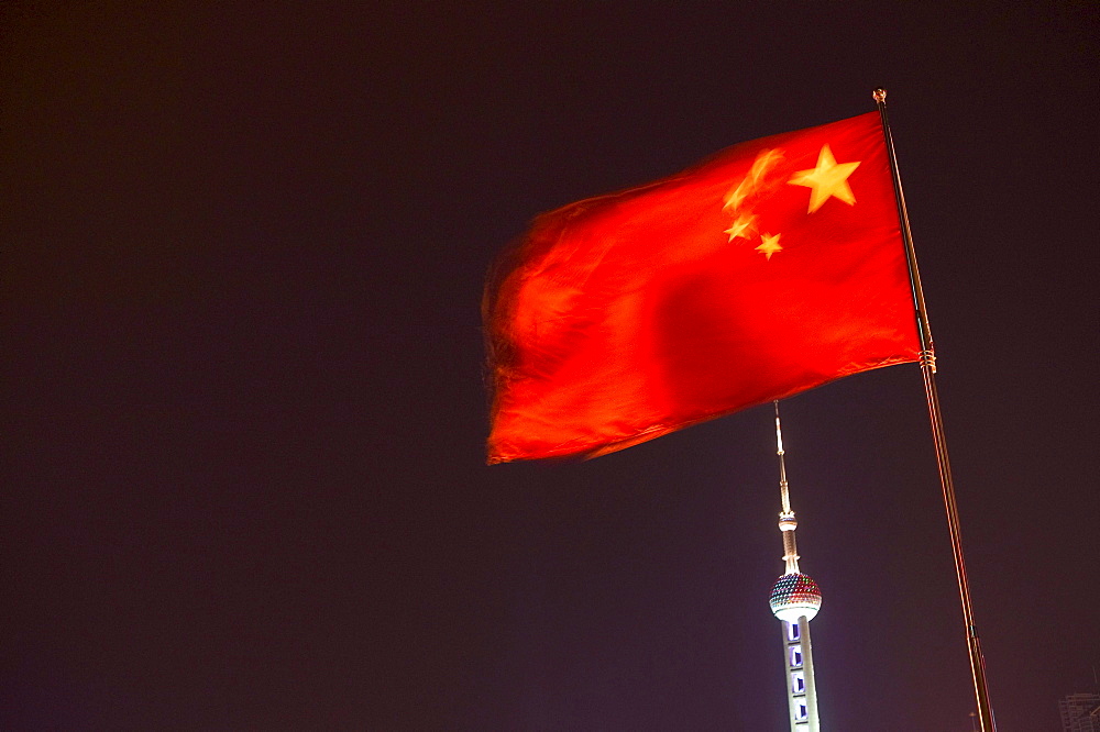 national flag, Oriental Pearl Tower, Pudong, Shanghai, China