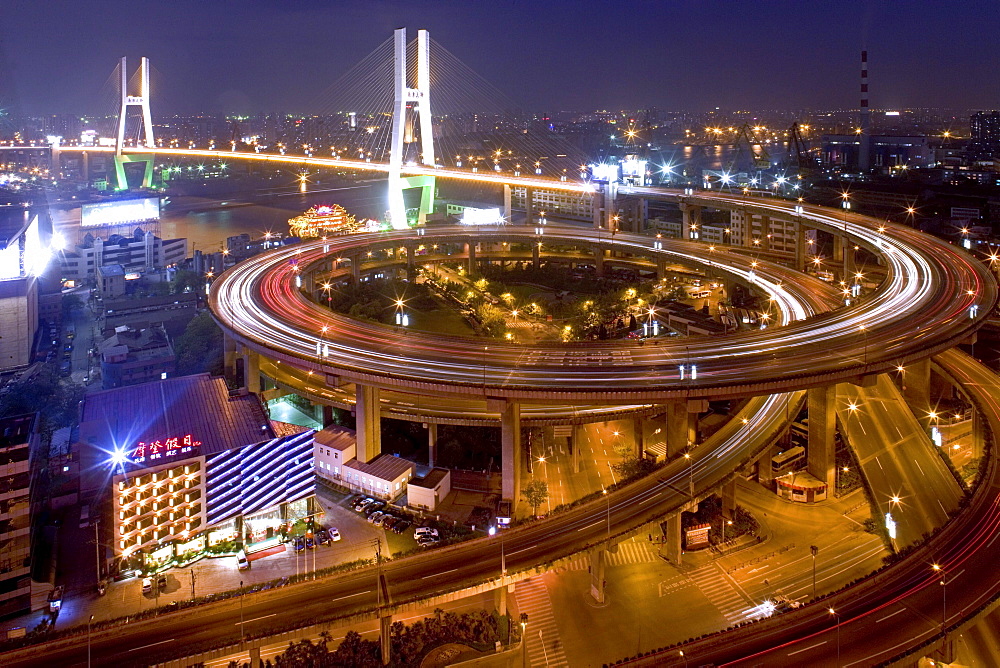 Nanpu Bridge, motorway, circle, spirale, Gaojia expressway to Pudong