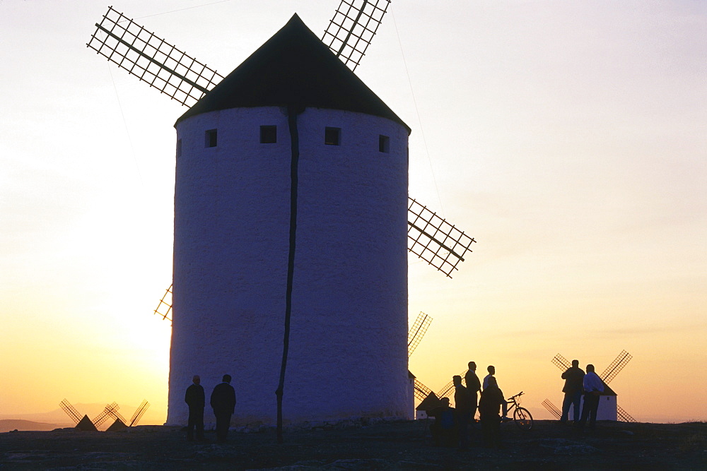 Windmills at sunset, Campo de Criptana, Province Ciudad Real, Castilla-La Mancha, Spain