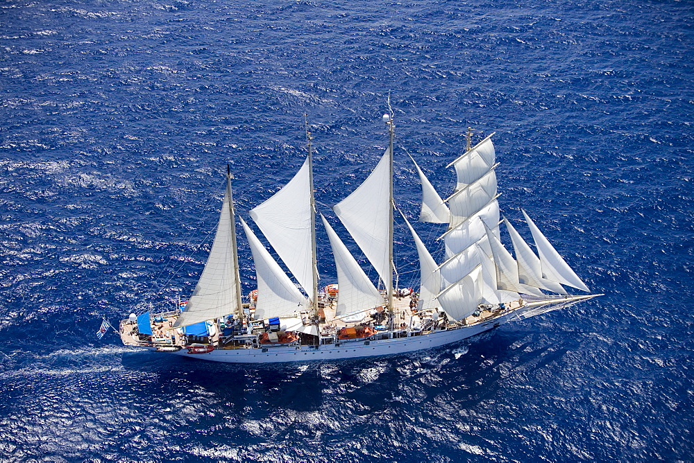 Aerial Photo of Star Clipper, Antigua Classic Yacht Regatta, Antigua