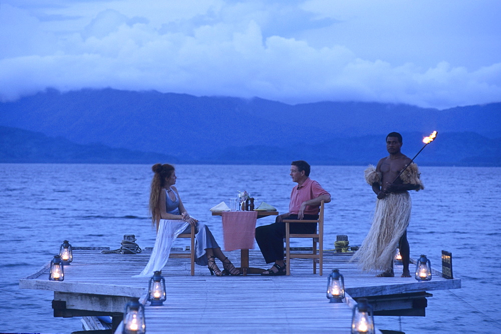 Romantic Dinner on Pier, Jean-Michel Cousteau Resort, near Savusavu, Vanua Levu, Fiji