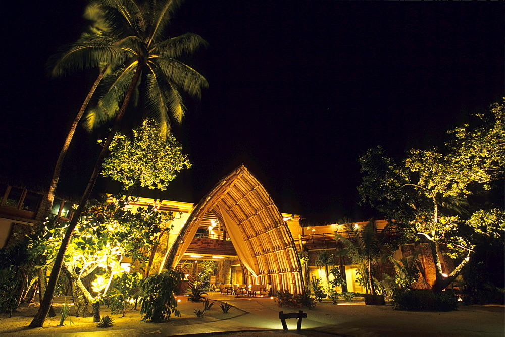 Entrance Lobby at Night, Taha'a Pearl Beach Resort, Taha'a, French Polynesia