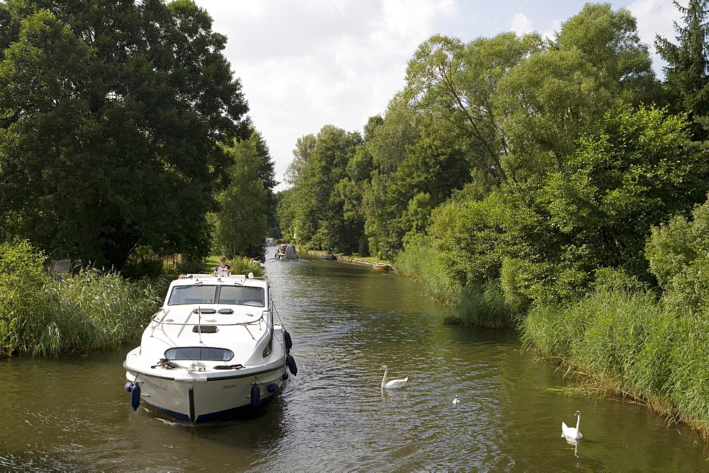 Connoisseur Caprice Houseboat on Storkower Kanal Waterway, Near Storkow, Brandenburg, Germany