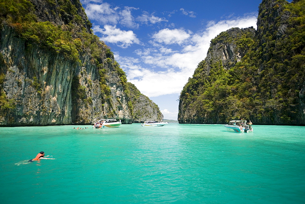 Snorkeling trip to Pileh, a beautiful scenic lagoon, Ko Phi-Phi Leh, Ko Phi-Phi Islands, Krabi, Thailand