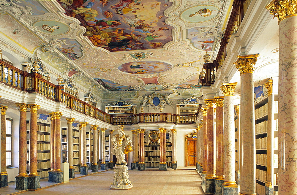 Europe, Germany, Bavaria, Ottobeuren, Ottobeuren Abbey Library