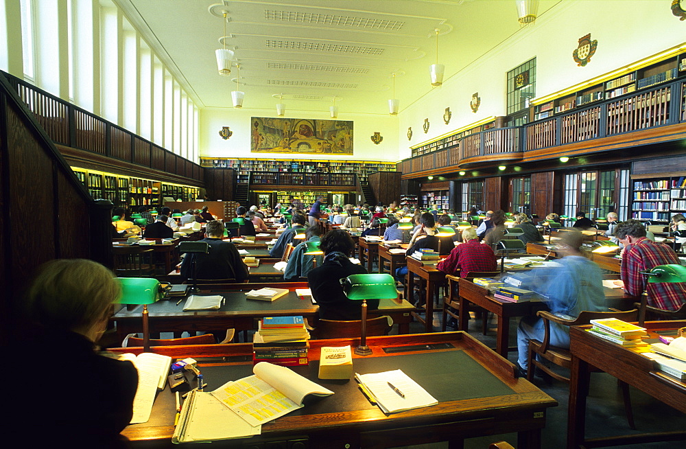 Europe, Germany, Saxony, Leipzig, German National Library (former Deutsche Buecherei), interior view, reading room