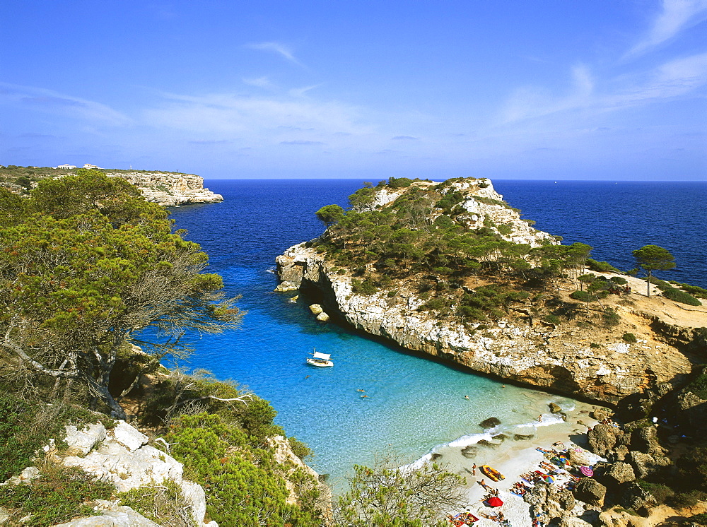 View over the bay Cala S'Amonia, near Santanyi, Mallorca, Spain