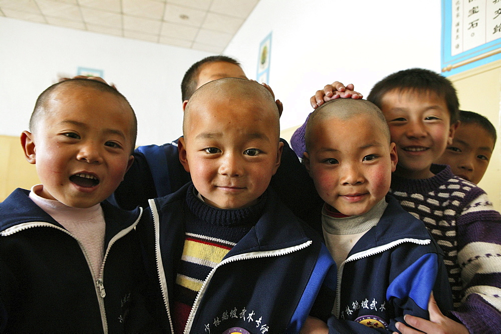 Kung Fu training at kindergarten age at one of the many new Kung Fu schools in Dengfeng, Song Shan, Henan province, China