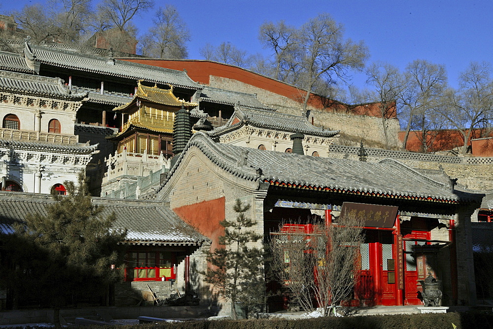 Xian Tong Temple, Copper Palace, Golden Hall, Wutai Shan, Five Terrace Mountain, Buddhist Centre, town of Taihuai, Shanxi province, China, Asia