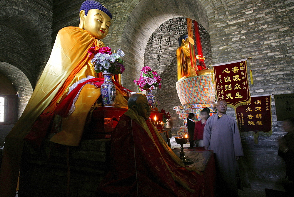 Beamless Hall, brick building in Xiantong Temple, Mount Wutai, Wutai Shan, Five Terrace Mountain, Buddhist Centre, town of Taihuai, Shanxi province, China